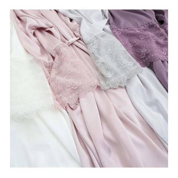 Satin and Lace Bridal Kimono Robe - Picture 2 of 4